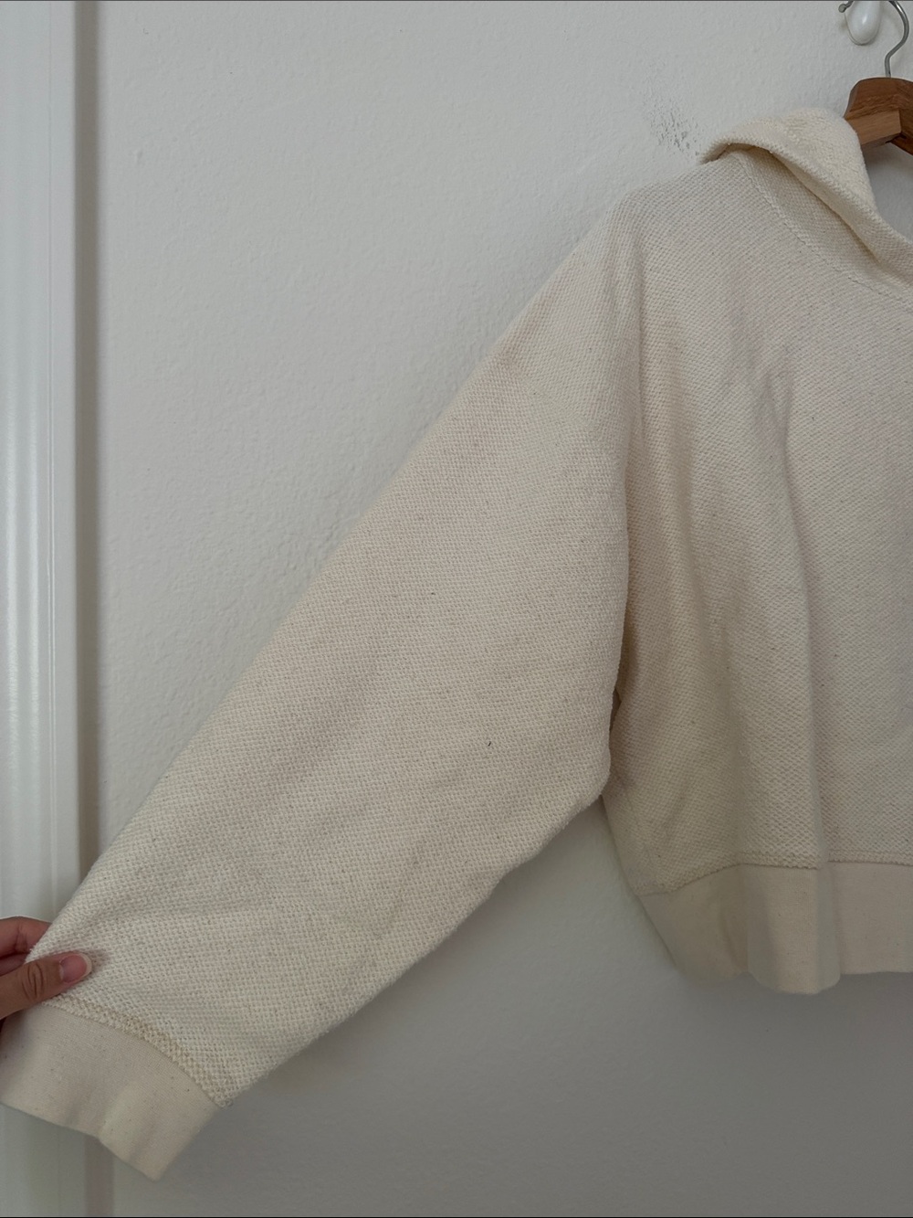 Mollusk California Golden Hour Hooded Cropped Pullover Sweater Size Large Creme - Picture 4 of 12